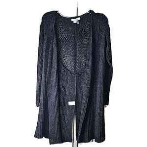 Cardigan by Simply Noelle Open Knit Black Back Slit Size S/M